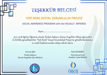 7renk teşekkür belgesi 85 adet