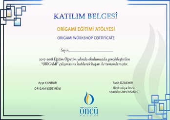 ORİGAMİ SERTİFİKA