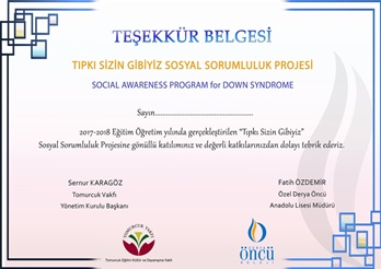 TIPKI SİZİN teşekkür belgesi